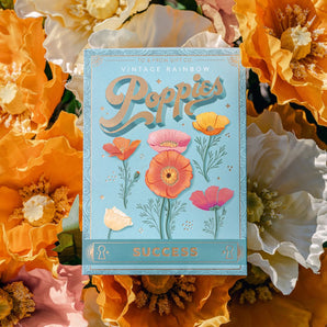 Vintage Rainbow Poppies Seed Packet By KDP Creative Hand