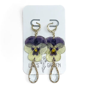 Viola Resin Hoop with Glass Charm Earrings (various