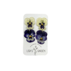 Viola Stud Resin Dangle Earrings (various colours)