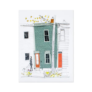 Walking in Schmidtville Card By Emma FitzGerald Art & Design