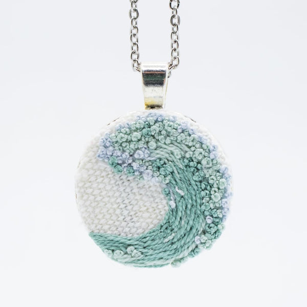 Wave Embroidered Necklace By Black Pearl Embroidery Studio