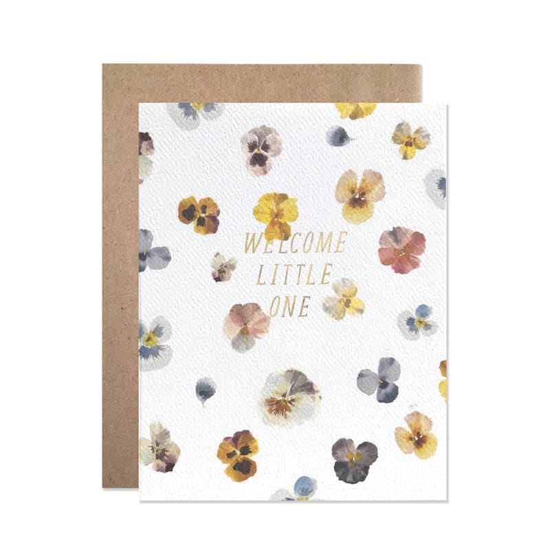 Welcome Little One Pansy Foil Card By Hartland Cards