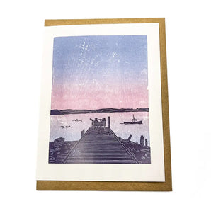 Wharf Sunset Card By Deep Hollow Print