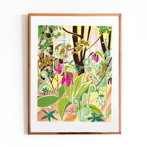 Wild Lady Slipper Woodland 8.5x11 Print By Lizz Miles Art