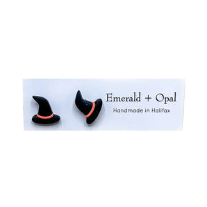 Witch Hat Stud Earrings By Emerald and Opal