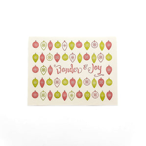 Wonder & Joy Ornaments Card By Inkwell Originals