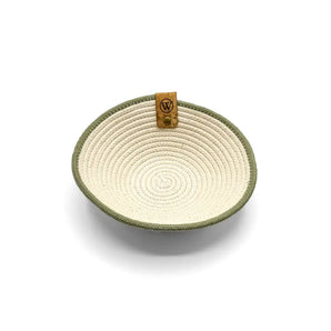 Woven Rope Jewelry Bowl - Cream with Coloured Trim (various
