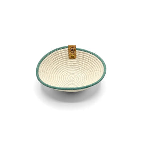 Woven Rope Jewelry Bowl - Cream with Coloured Trim (various