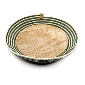 Woven Rope Tray with 9’’ Wooden Insert (various designs)