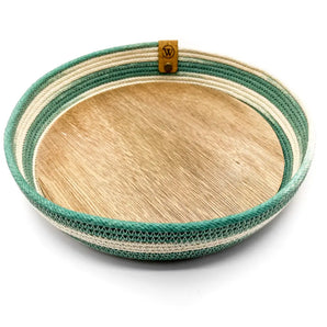 Woven Rope Tray with 9’’ Wooden Insert (various designs)