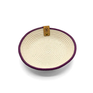 Woven Rope Trinket Bowl Cream with Coloured Trim (various