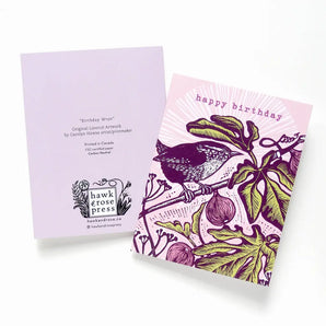 Wren Birthday Card By Hawk and Rose Press