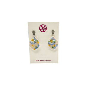 Yellow Dots & Forget-Me-Nots Dangle Earrings By Pink Mallow