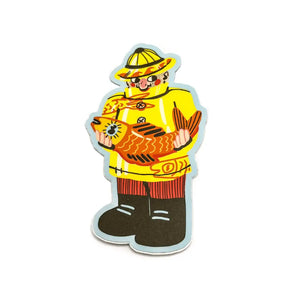 Yellow Fisherman Sticker By Printedmel