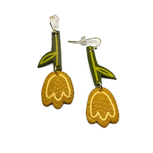 Yellow Tulip Earrings By Printedmel