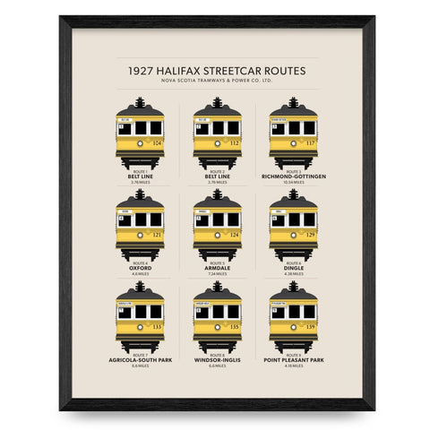 1927 Halifax Streetcar 9 Routes 11x14 Print By Inkwell