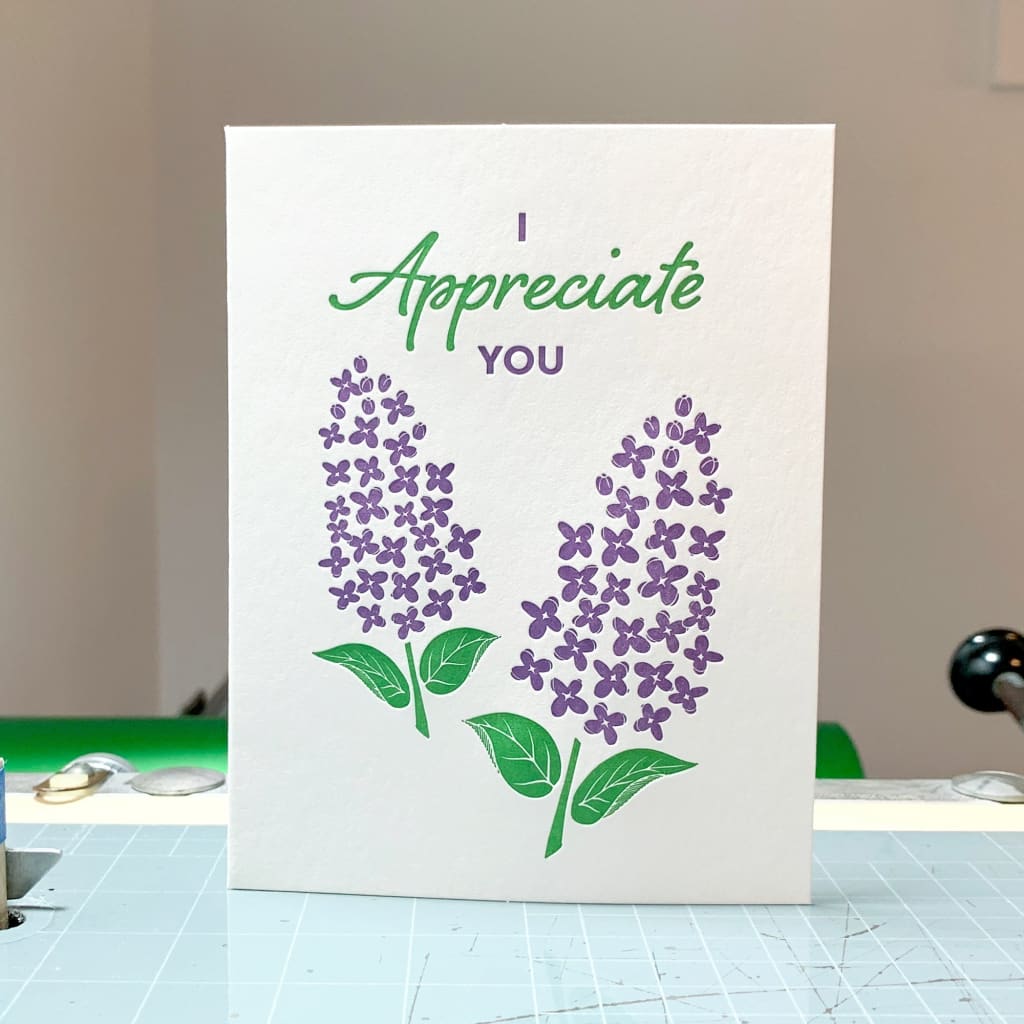 Appreciate You Lilac Card By Inkwell Originals