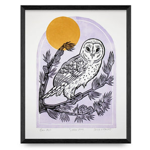 Barn Owl 8x10 Block Print By Sang d’Encre