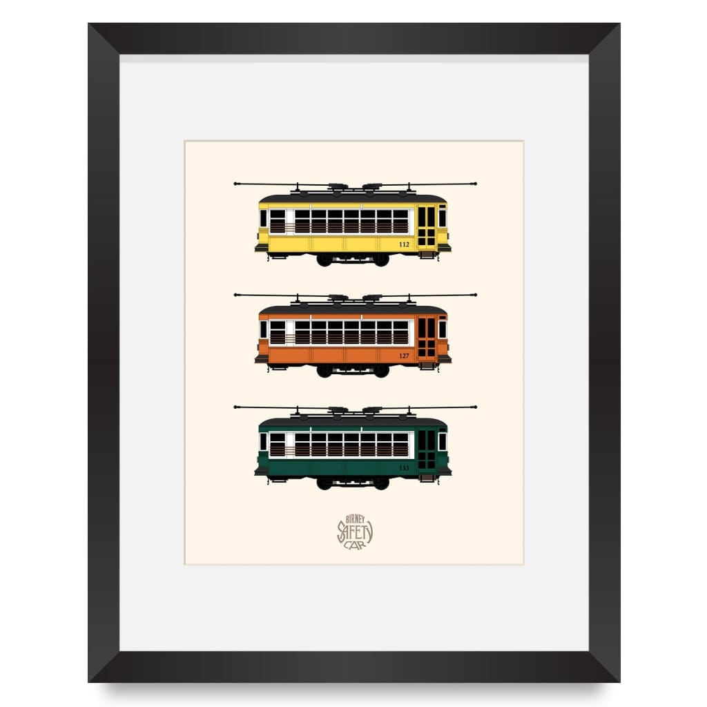 Birney Streetcar Trio 11x14 Print By Inkwell Originals