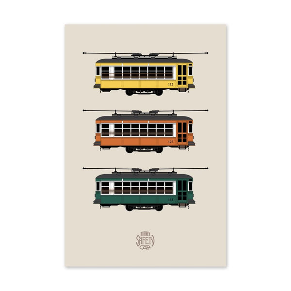 Birney Streetcar Trio Postcard By Inkwell Originals