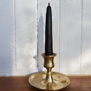 Black Dyed Beeswax Taper With Floral Finish By Horsman’s
