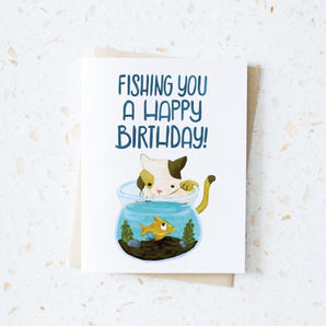 Cat & Fishbowl Birthday Card By Hop Flop