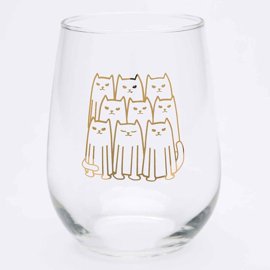 Cats Stemless Wine Glass By Counter Couture
