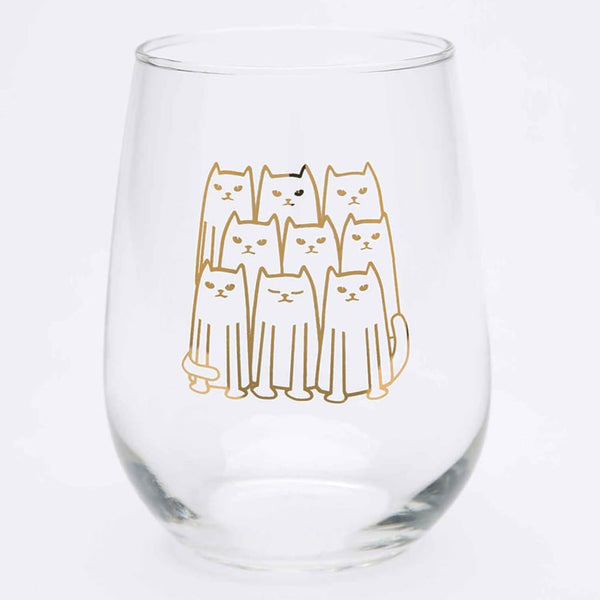 Cats Stemless Wine Glass By Counter Couture