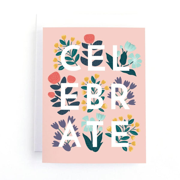 Celebrate Pink Floral Card By Pedaller Designs