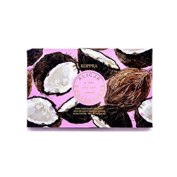 Coconut Dark Chocolate Bar + Postcard By Alicja Confections
