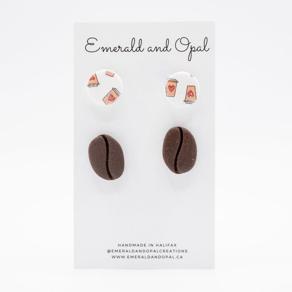 Coffee Lovers Stud Earring Set By Emerald and Opal
