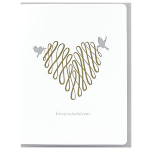 Congratulations Heart Birds Card By Dogwood Letterpress