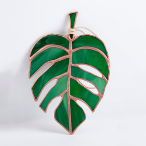 Copper Monstera Leaf Stained Glass (various colours)