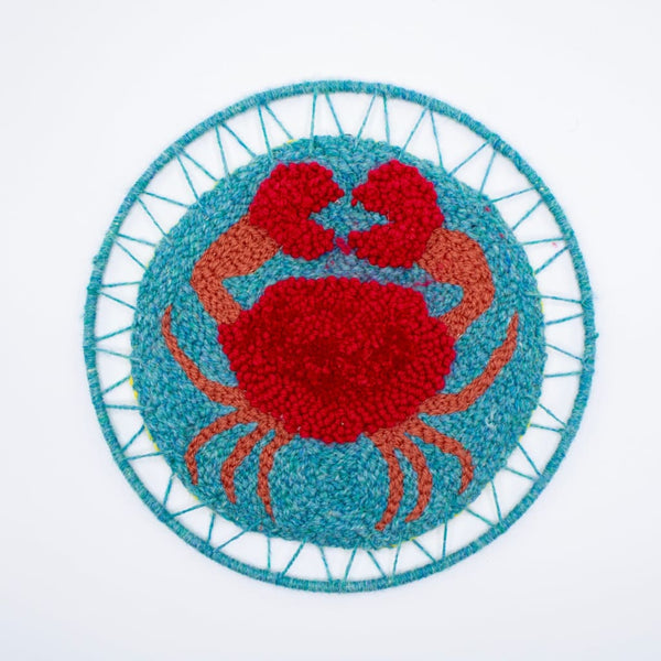 Crab Punch Needle Embroidery Wall Hanging By Greta Crafts