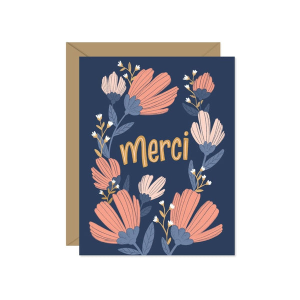 Dark Floral Merci Card By Hello Sweetie Design