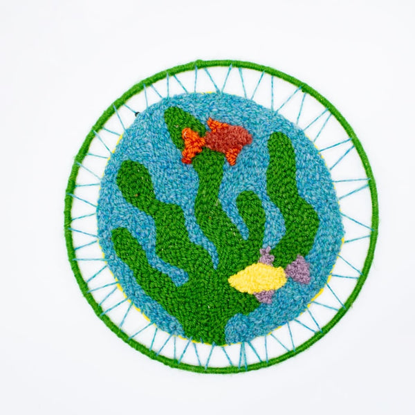 Fish & Coral Punch Needle Embroidery Wall Hanging By Greta