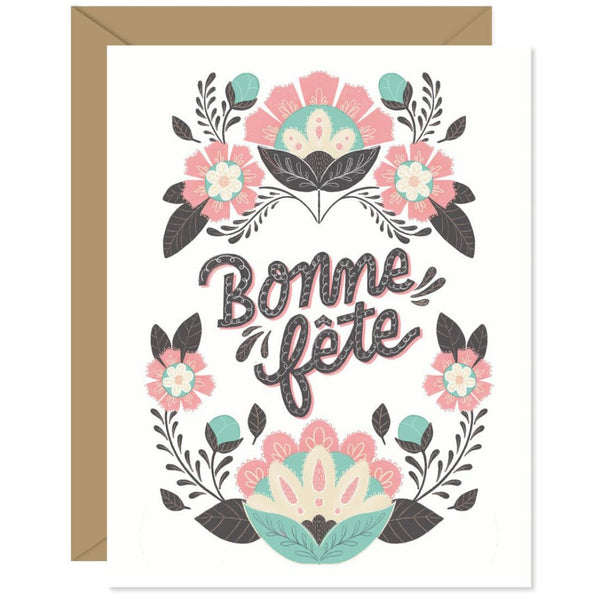 Folk Floral French Birthday Card By Hello Sweetie Design