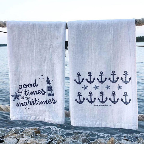 Good Times in the Maritimes Tea Towel By The Far Away Shop