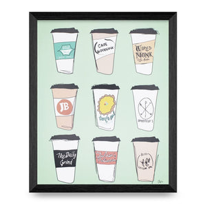 Green Halifax Coffee Cups 8x10 Print By Adele Mansour