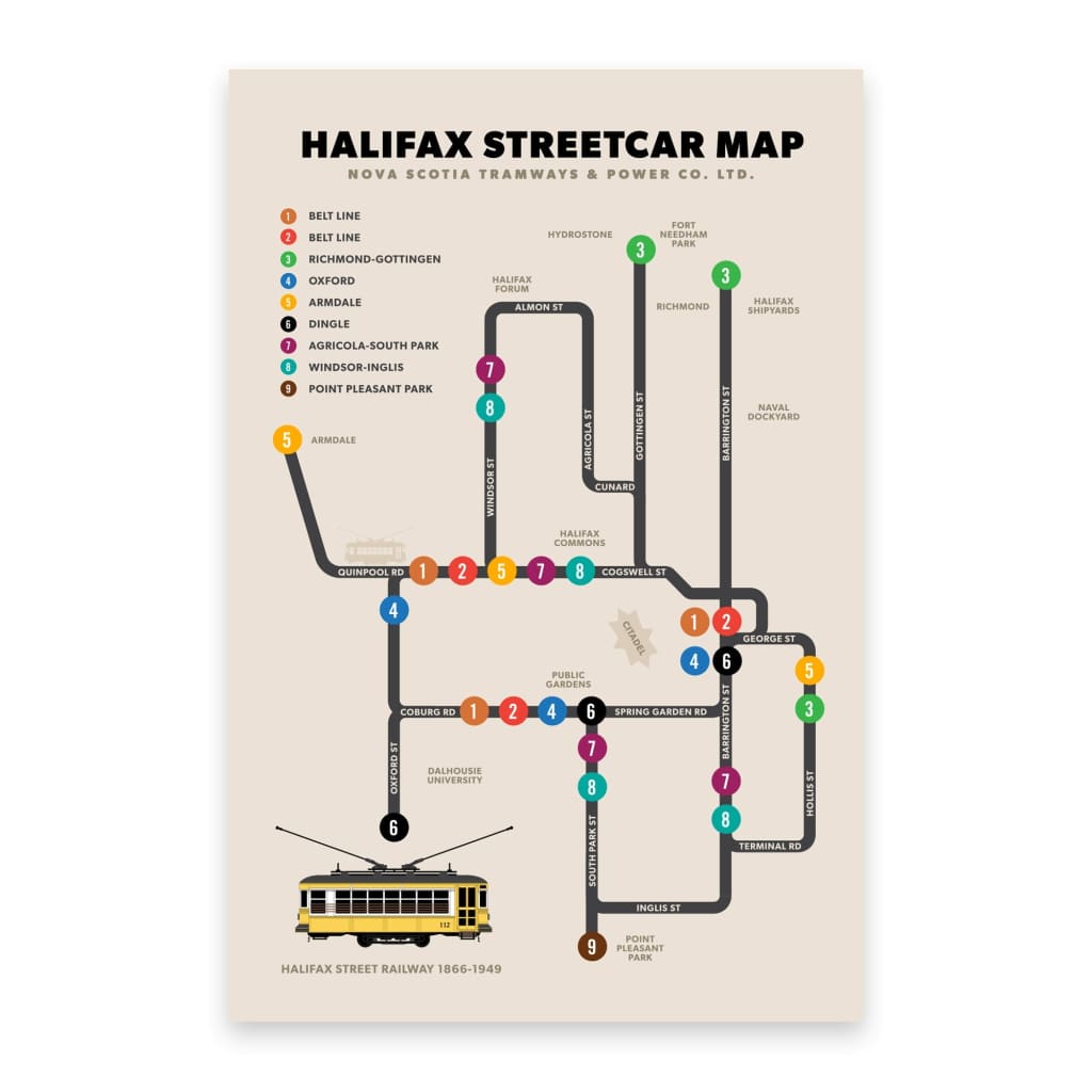 Halifax Streetcar Map Postcard By Inkwell Originals