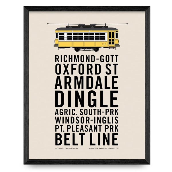 Halifax Streetcar Route Names 11x14 Print By Inkwell