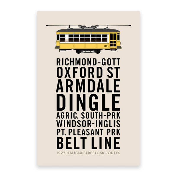 Halifax Streetcar Route Names Postcard By Inkwell Originals