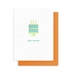 Happy Birthday Cake Arquoise Card By Press