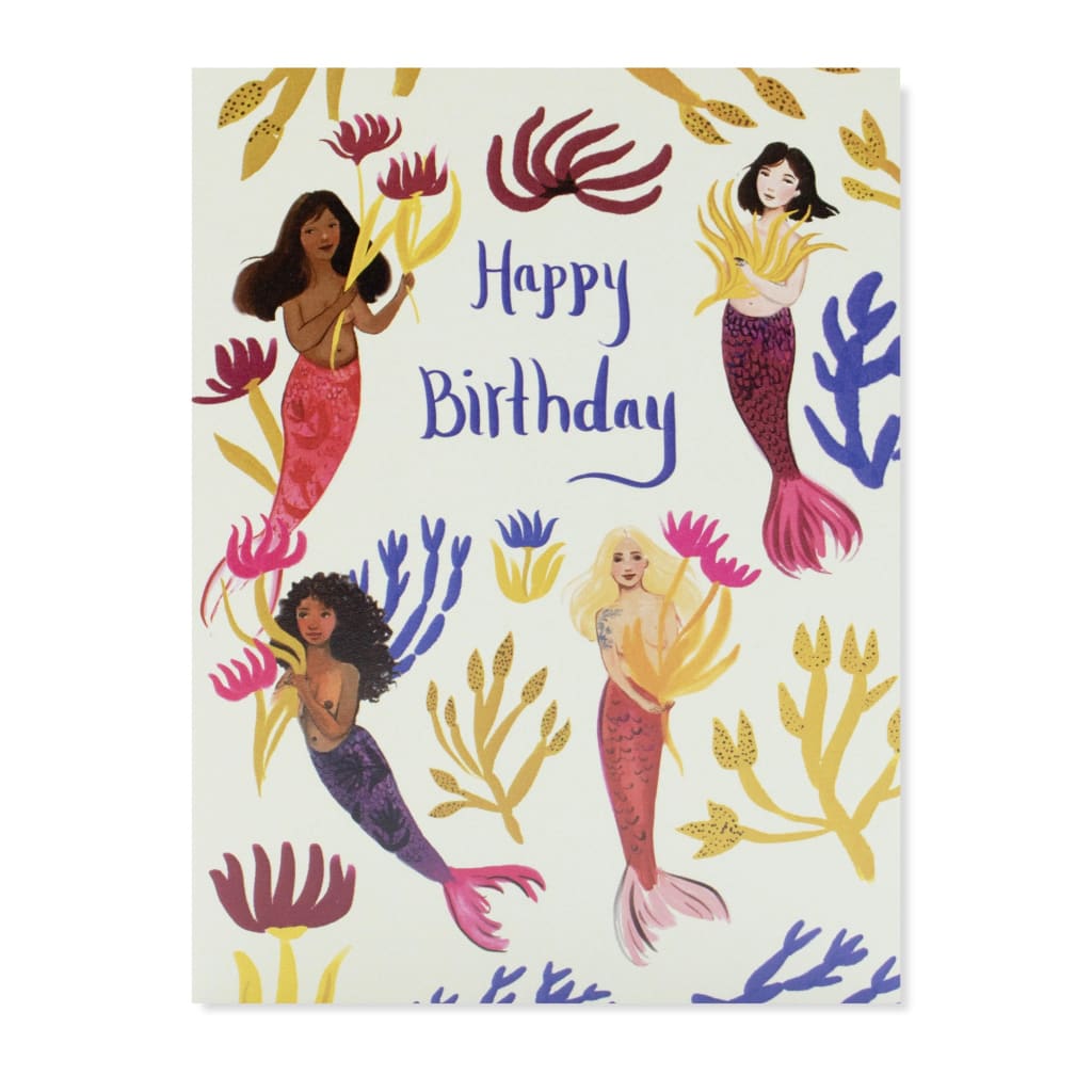 Happy Birthday Mermaids Card - Briana Corr Scott - Inkwell Modern Handmade
