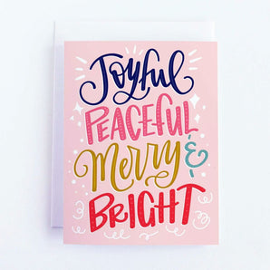 Joyful Peaceful Merry & Bright Card By Pedaller Designs