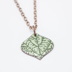 Leaf Diamond Drop Necklace in Lichen & Black By Aflame
