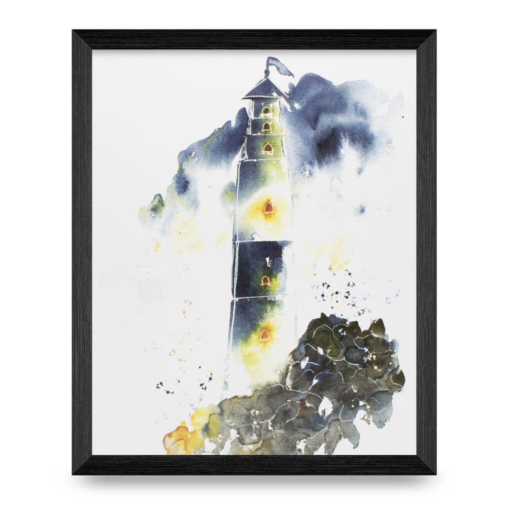 Lighthouse At Night 8x11 Print By Blooming Writes Art