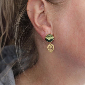 Little Leaf Embroidered Dangle Earrings By Aura Terra Jewels