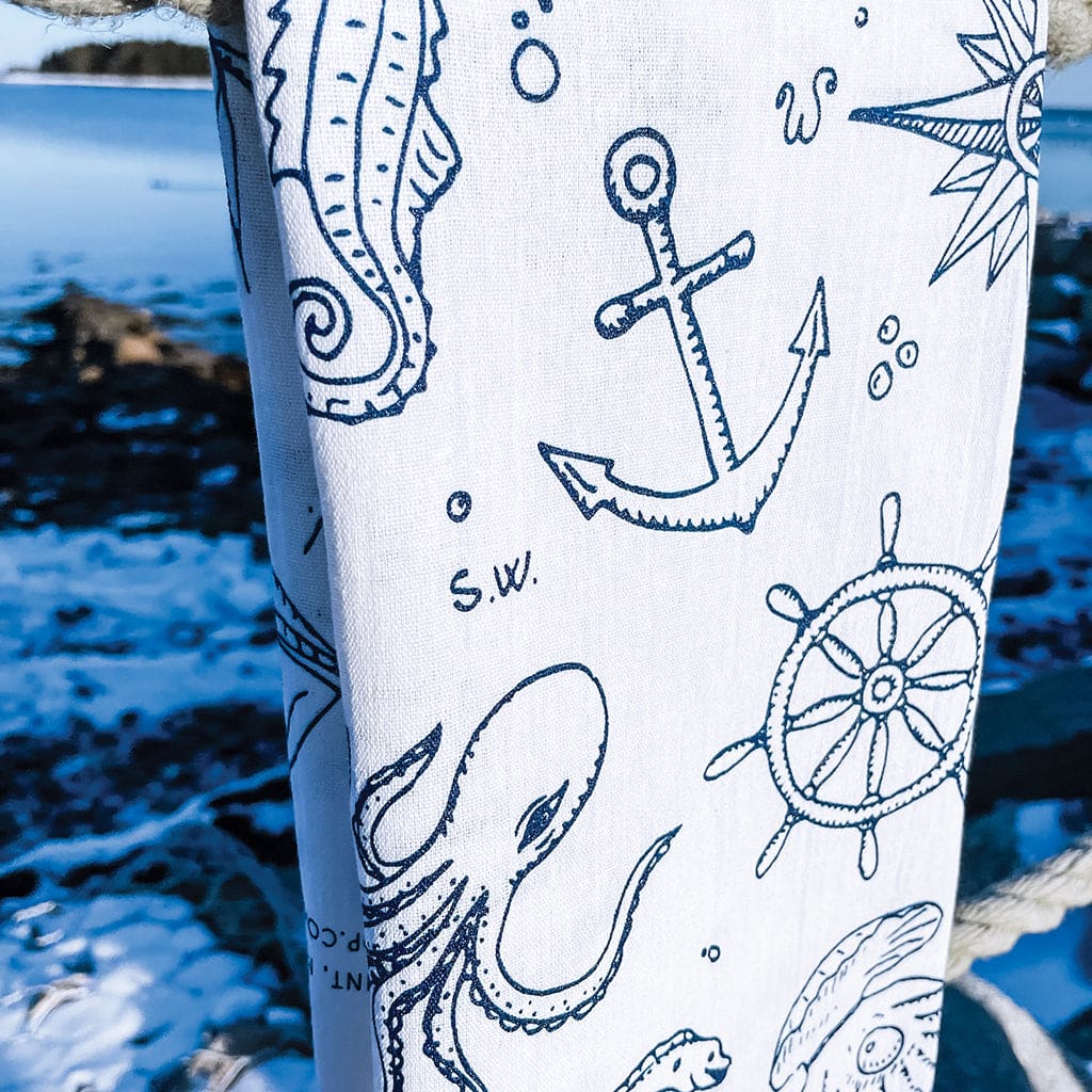 Maritime Collage Tea Towel By The Far Away Shop