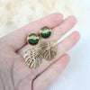 Monstera Embroidered Dangle Earrings By Aura Terra Jewels